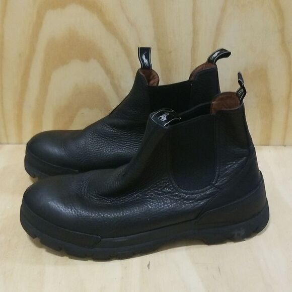 Polo Ralph Lauren Black Leather Oslo Chelsea Boots New without box 12 - Picture 3 of 10